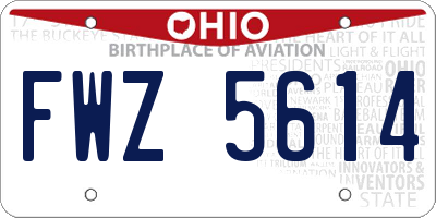 OH license plate FWZ5614
