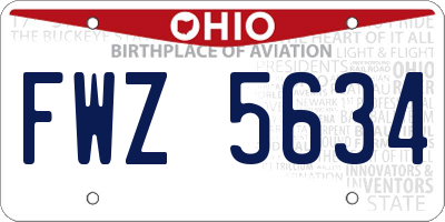 OH license plate FWZ5634
