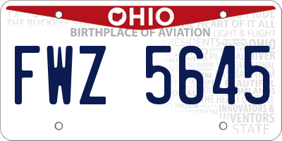 OH license plate FWZ5645