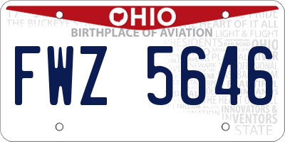OH license plate FWZ5646