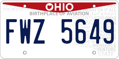 OH license plate FWZ5649