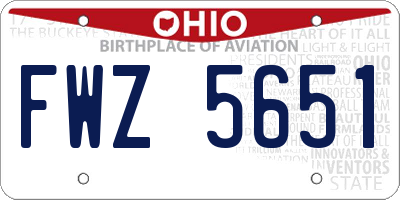 OH license plate FWZ5651