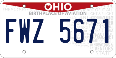 OH license plate FWZ5671