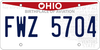 OH license plate FWZ5704