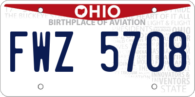 OH license plate FWZ5708