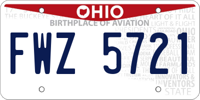 OH license plate FWZ5721