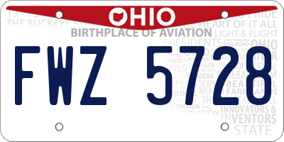 OH license plate FWZ5728