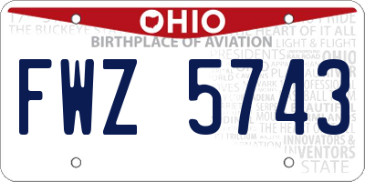 OH license plate FWZ5743