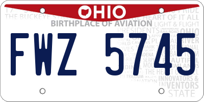 OH license plate FWZ5745