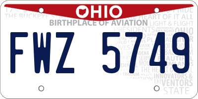 OH license plate FWZ5749