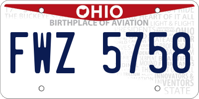 OH license plate FWZ5758