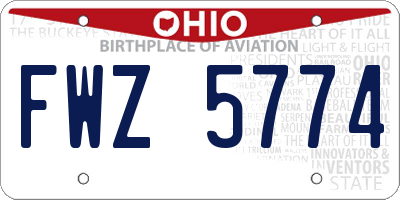 OH license plate FWZ5774