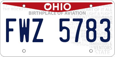 OH license plate FWZ5783