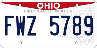 OH license plate FWZ5789