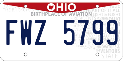 OH license plate FWZ5799