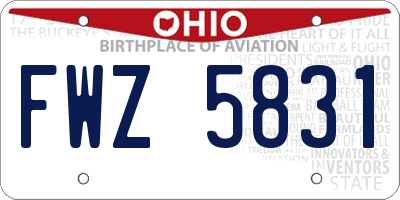 OH license plate FWZ5831