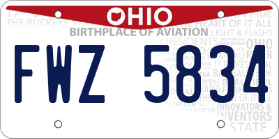 OH license plate FWZ5834