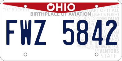 OH license plate FWZ5842