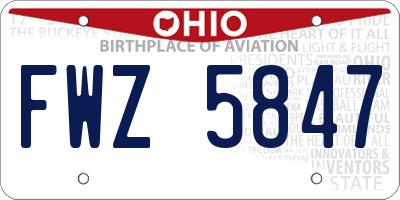 OH license plate FWZ5847