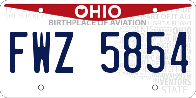 OH license plate FWZ5854