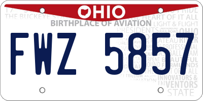 OH license plate FWZ5857