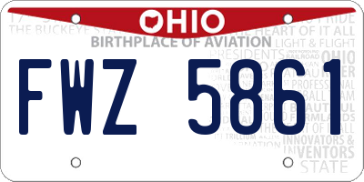 OH license plate FWZ5861