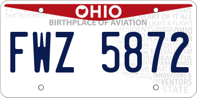 OH license plate FWZ5872