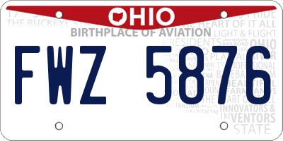 OH license plate FWZ5876