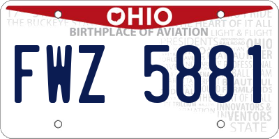 OH license plate FWZ5881