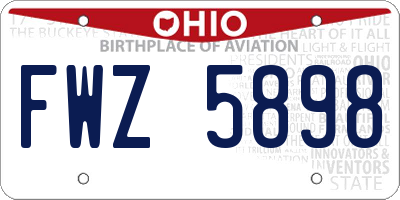 OH license plate FWZ5898