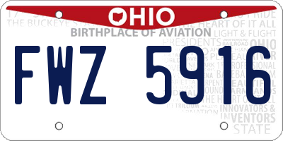 OH license plate FWZ5916