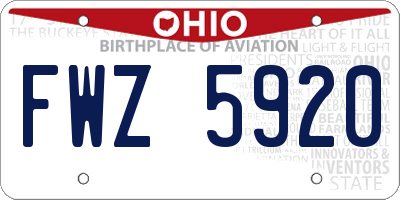OH license plate FWZ5920