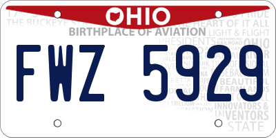 OH license plate FWZ5929
