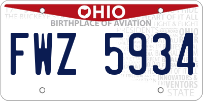 OH license plate FWZ5934