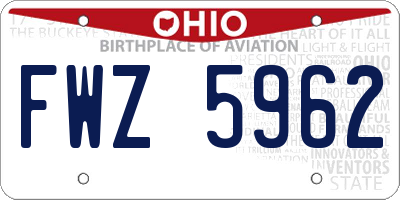 OH license plate FWZ5962