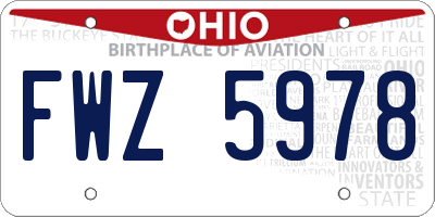 OH license plate FWZ5978