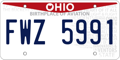 OH license plate FWZ5991