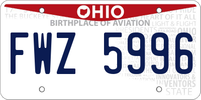 OH license plate FWZ5996