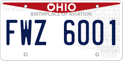 OH license plate FWZ6001