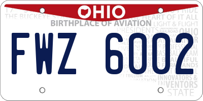 OH license plate FWZ6002