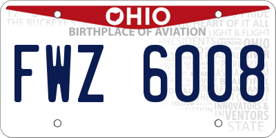 OH license plate FWZ6008