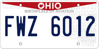 OH license plate FWZ6012