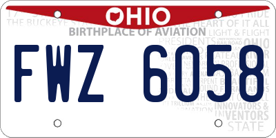 OH license plate FWZ6058