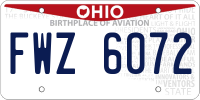 OH license plate FWZ6072