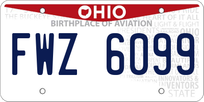 OH license plate FWZ6099