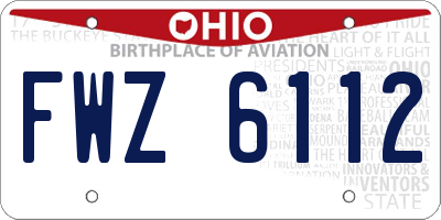 OH license plate FWZ6112