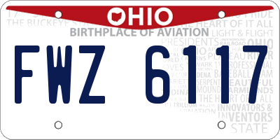 OH license plate FWZ6117