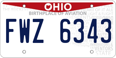 OH license plate FWZ6343