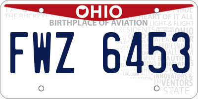 OH license plate FWZ6453