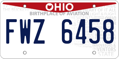 OH license plate FWZ6458